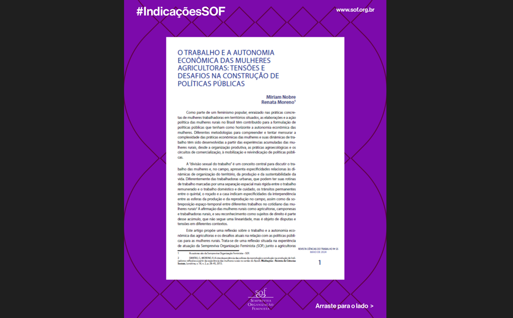 O trabalho e a autonomia econômica das mulheres agricultoras: Tensões e desafios na construção de políticas públicas